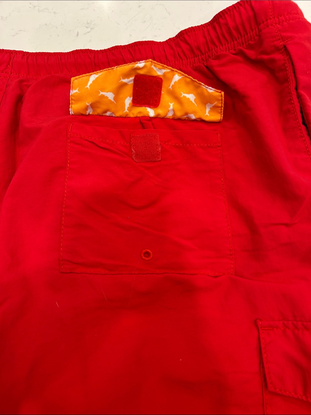 Tommy Bahama Red Men's Swim Trunks with White Drawstring - Picture 6 of 15
